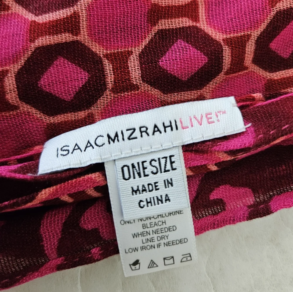 Isaac Mizrahi Scarf Mixed Pattern Fuscia Black Long NWOT